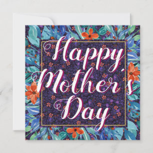 Cartão De Festividades Dia de as mães Feliz Floral Elegante Boho Chic Per