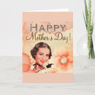 Cartão De Festividades Dia de as mães Mãe Vintage Retro Floral