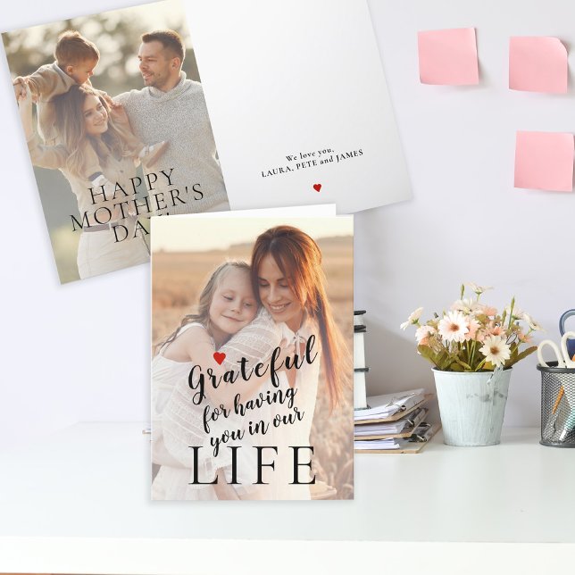 Cartão De Festividades Dia de as mães personalizado 2 fotos e texto (Criador carregado)