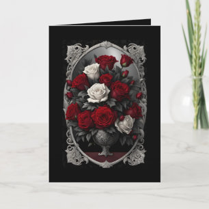 Cartão De Festividades Dia de as mães Rosa Vermelho e Branco Gótico