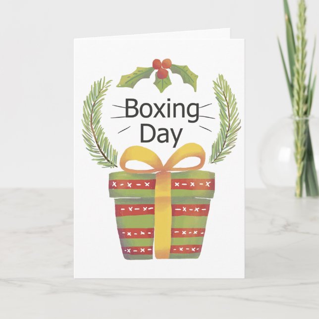 Cartão De Festividades dia de boxe de natal Holly (Frente)