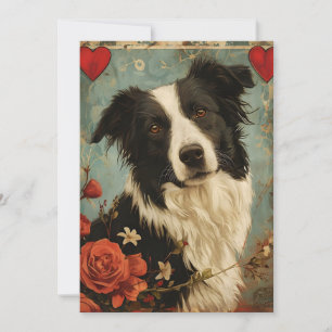 Cartão De Festividades Dia de os namorados Border Collie Vintage