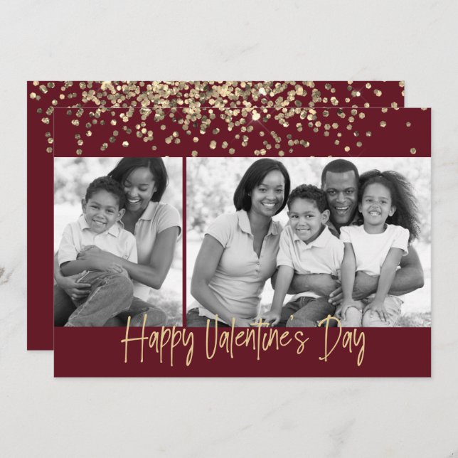 Cartão De Festividades Dia de os namorados brilhante Dourado Preto e Bran (Frente/Verso)