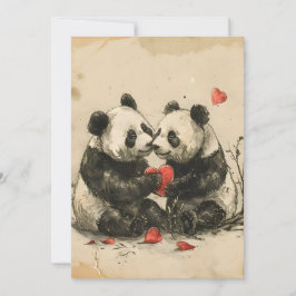 Cartão De Festividades Dia de os namorados Casal Panda