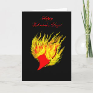 Cartão De Festividades Dia de os namorados - coração em chamas