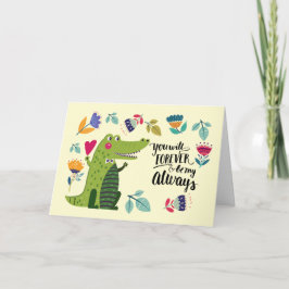 Cartão De Festividades Dia de os namorados Crocodilo Engraçado