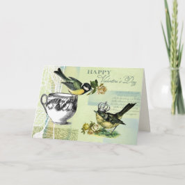 Cartão De Festividades Dia de os namorados de Aves Vintage