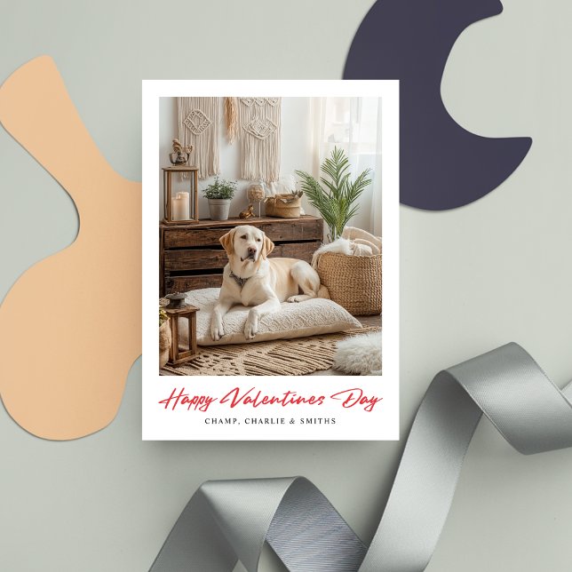 Cartão De Festividades Dia de os namorados de Caligrafia Vermelha Cão 2 C (Criador carregado)