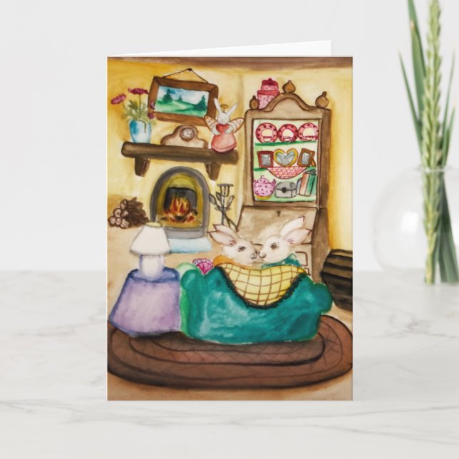 Cartão De Festividades Dia de os namorados de coelhinhos de mel Hunny Bun (Frente)