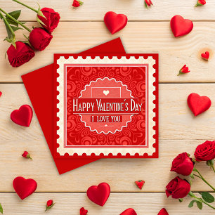 Cartão De Festividades Dia de os namorados de Estilo de Carimbo de Vintag