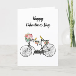 Cartão De Festividades Dia de os namorados de Flores Românticas de Bicicl