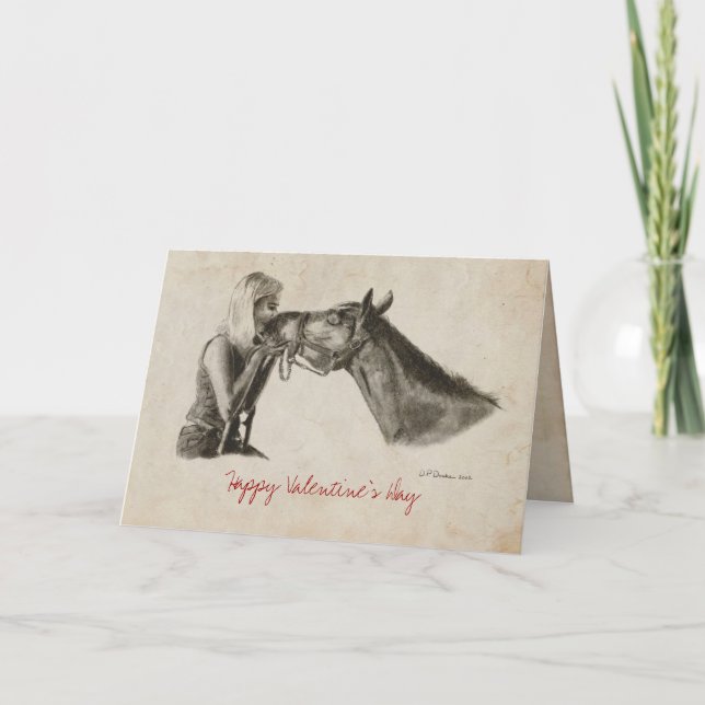 Cartão De Festividades Dia de os namorados de Kisses Cavalo (Frente)