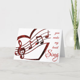 Cartão De Festividades Dia de os namorados de Música Vermelha