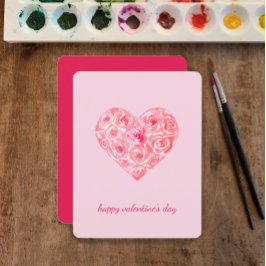 Cartão De Festividades Dia de os namorados de Rosa de Aquarela Personaliz