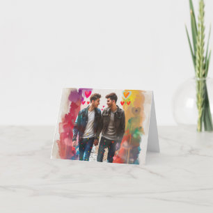 Cartão De Festividades Dia de os namorados digital para dois rapazes