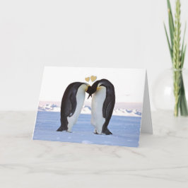 Cartão De Festividades Dia de os namorados, Dois Pinguins - Dois Corações