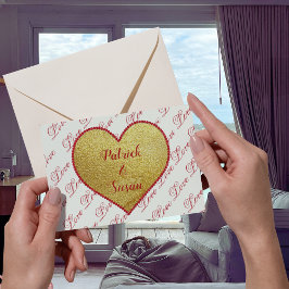 Cartão De Festividades Dia de os namorados Dourado de Vintage Legant Cute