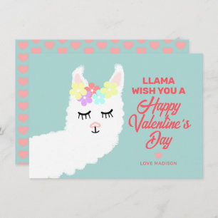 Cartão De Festividades Dia de os namorados Engraçado Llama Pun Kids Class