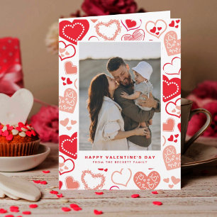 Cartão De Festividades Dia de os namorados Fotográfico de Corações Vermel