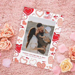 Cartão De Festividades Dia de os namorados Fotográfico de Corações Vermel