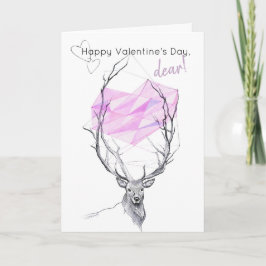Cartão De Festividades Dia de os namorados geométrico dos veados e rosado
