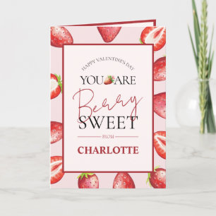 Cartão De Festividades Dia de os namorados Girly Strawberry Dobra