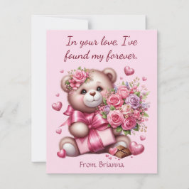 Cartão De Festividades Dia de os namorados Love Rosa Bear
