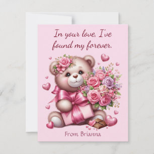 Cartão De Festividades Dia de os namorados Love Rosa Bear