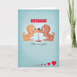 Cartão De Festividades Dia de os namorados Marido Beijando Cães E Coraçõe