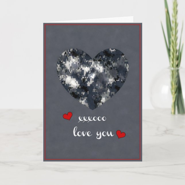 Cartão De Festividades Dia de os namorados Militar Digital Azul Camo (Frente)