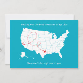 Cartão De Festividades Dia de os namorados Personalizado de Mapa e Turque
