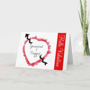 Cartão De Festividades dia de os namorados Red Heart Outline Personalizad