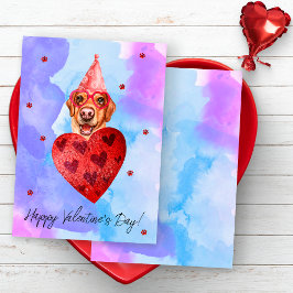Cartão De Festividades Dia de os namorados Roxo Azul Labrador Cão-Present