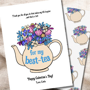 Cartão De Festividades Dia de os namorados Teapot Bestie Galentines
