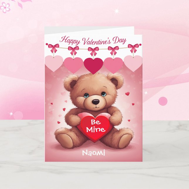 Cartão De Festividades Dia de os namorados Teddy Bear Texto Personalizado (Criador carregado)