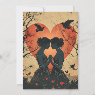 Cartão De Festividades Dia de os namorados Vintage LGBTQ