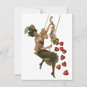 Cartão De Festividades Dia de os namorados Vintage, Senhora Vitoriana em