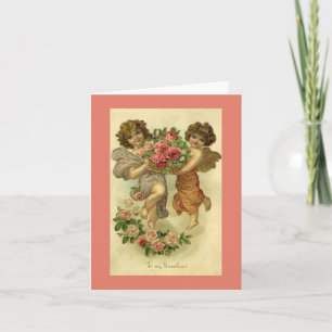 Cartão De Festividades Dia de os namorados Vitoriano Vintage, Rosas Angel