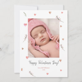 Cartão De Festividades Dia de os namorados Watercolor Hearts Baby Photo