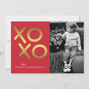 Cartão De Festividades Dia de os namorados XOXO Dourado impresso