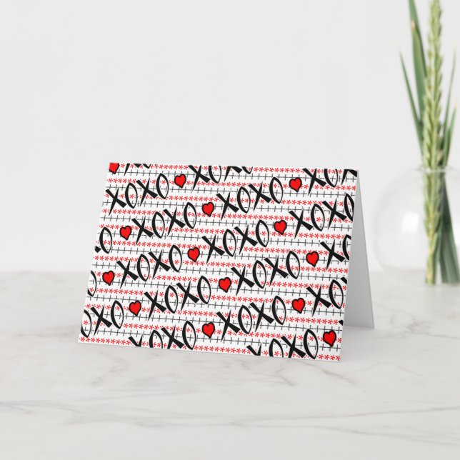 Cartão De Festividades Dia de os namorados, XOXO Vermelho Design Branco P (Frente)