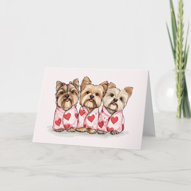 Cartão De Festividades Dia de os namorados Yorkshire Terrier Dogs (Frente)