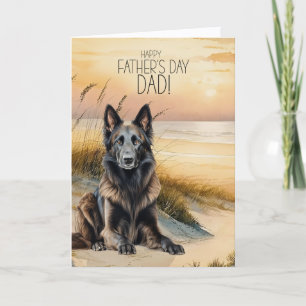 Cartão De Festividades Dia de os pais Belga Tervuren Dog Sunset Beach