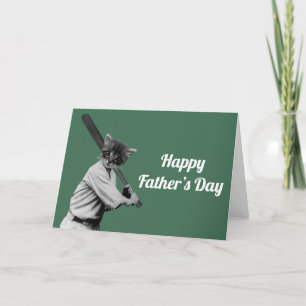Cartão De Festividades dia de os pais de gatos engraçados vintage basebal