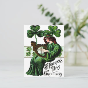 Cartão De Festividades Dia de São Patrício Bênção Irlandesa Vintage