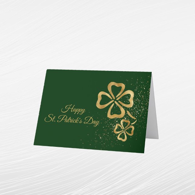 Cartão De Festividades Dia de São Patrício Dourado Shamrock (Criador carregado)