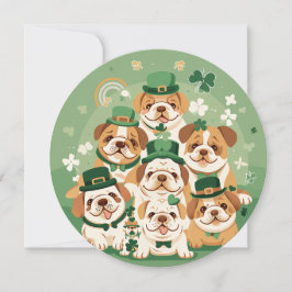 Cartão De Festividades Dia de São Patrício English Bulldogs