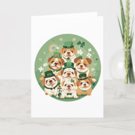 Cartão De Festividades Dia de São Patrício English Bulldogs