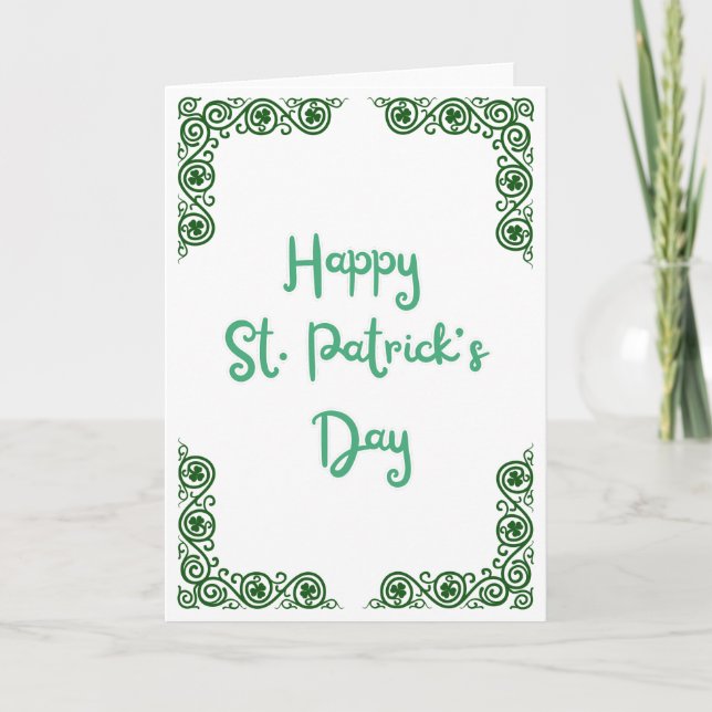 Cartão De Festividades Dia de São Patrício Feliz - Quadro Shamrock (Frente)