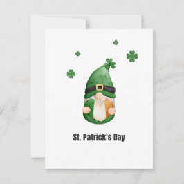Cartão De Festividades Dia de São Patrício Gnome Ilustrado Verde Preto